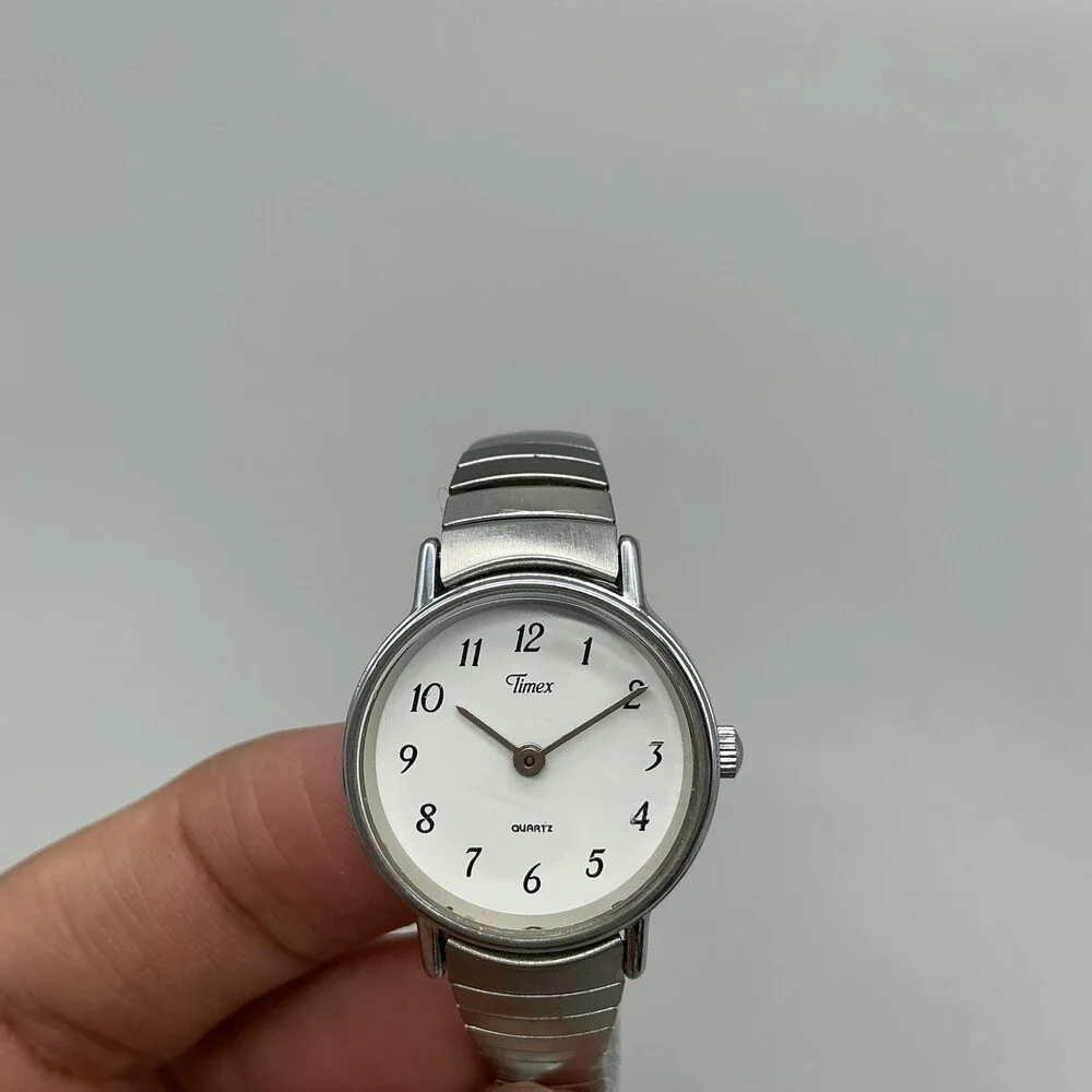 Timex Womens Watch 23mm White Dial Silver Tone Expansion Band New Battery